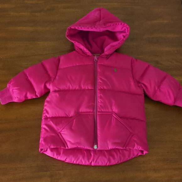 Girl's Ralph Lauren down puffer hooded Jacket winter coat Pink size 2T GUC